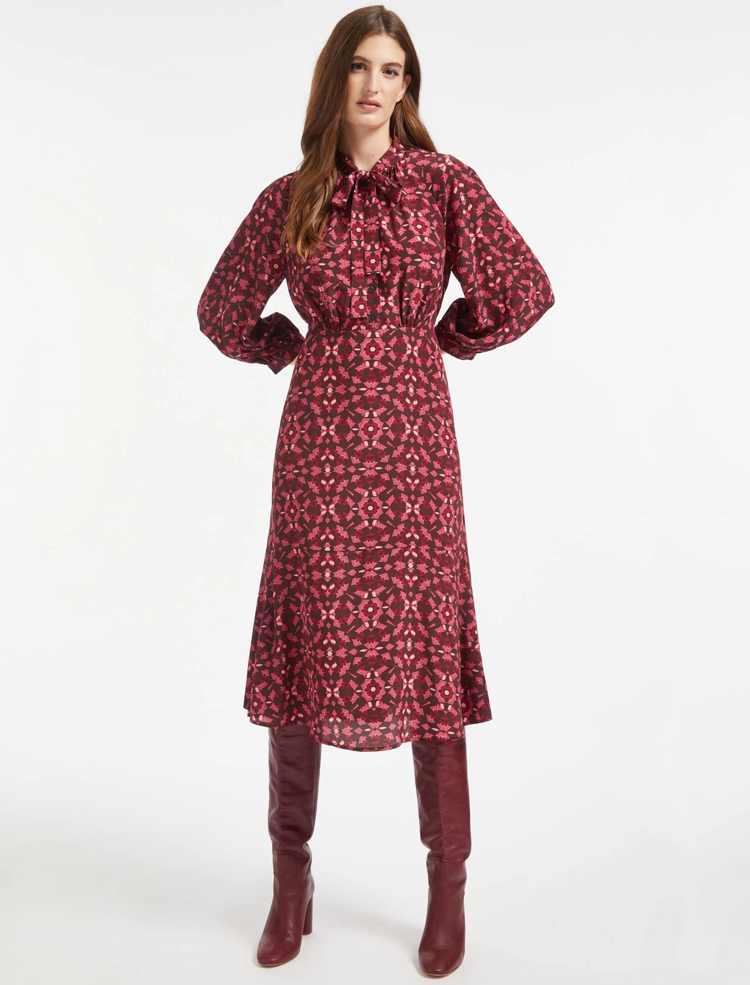 Daria Silk Midi Dress - Rose Shibori Print - Image 4