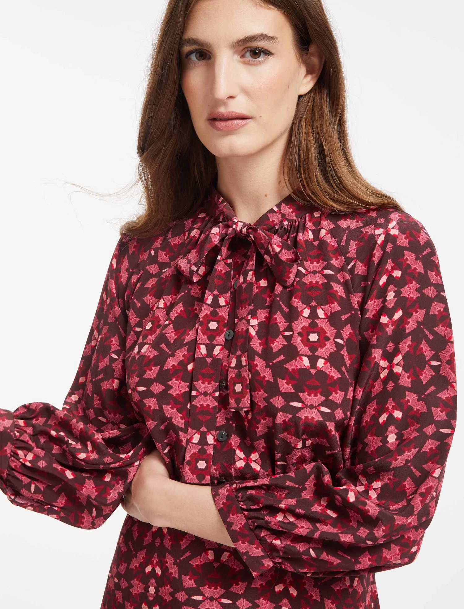 Daria Silk Midi Dress - Rose Shibori Print - Image 2