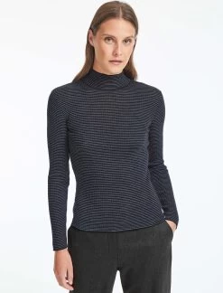 Mila Wool Jumper - Black Blue Grey Stripe