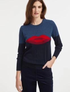 Love Lips Cashmere Jumper - Navy