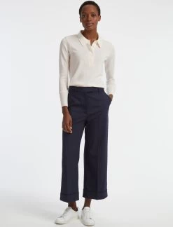 Turner Classic Wool Crop Wide Leg Trouser - Navy