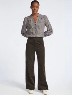 Tennyson Pin Corduroy Wide Leg Trouser - Khaki