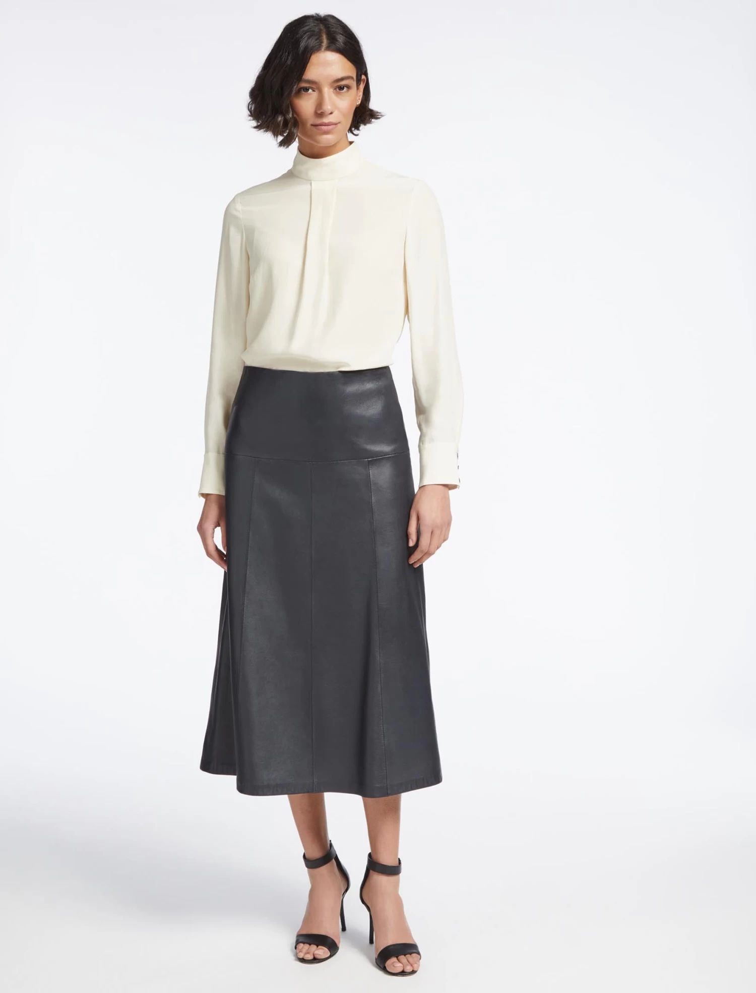 Riley Silk Funnel Neck Blouse - Cream - Image 2