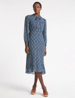 Abigail Midi Dress - Blue Folk Floral Print