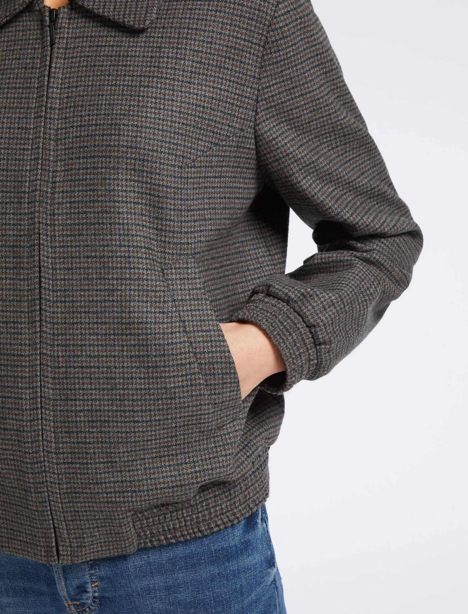 Lexi Wool Bomber Jacket - Charcoal Navy Black Check - Image 7