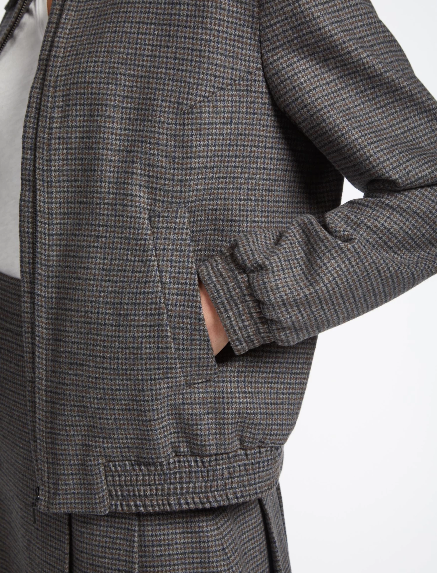 Lexi Wool Bomber Jacket - Charcoal Navy Black Check - Image 5