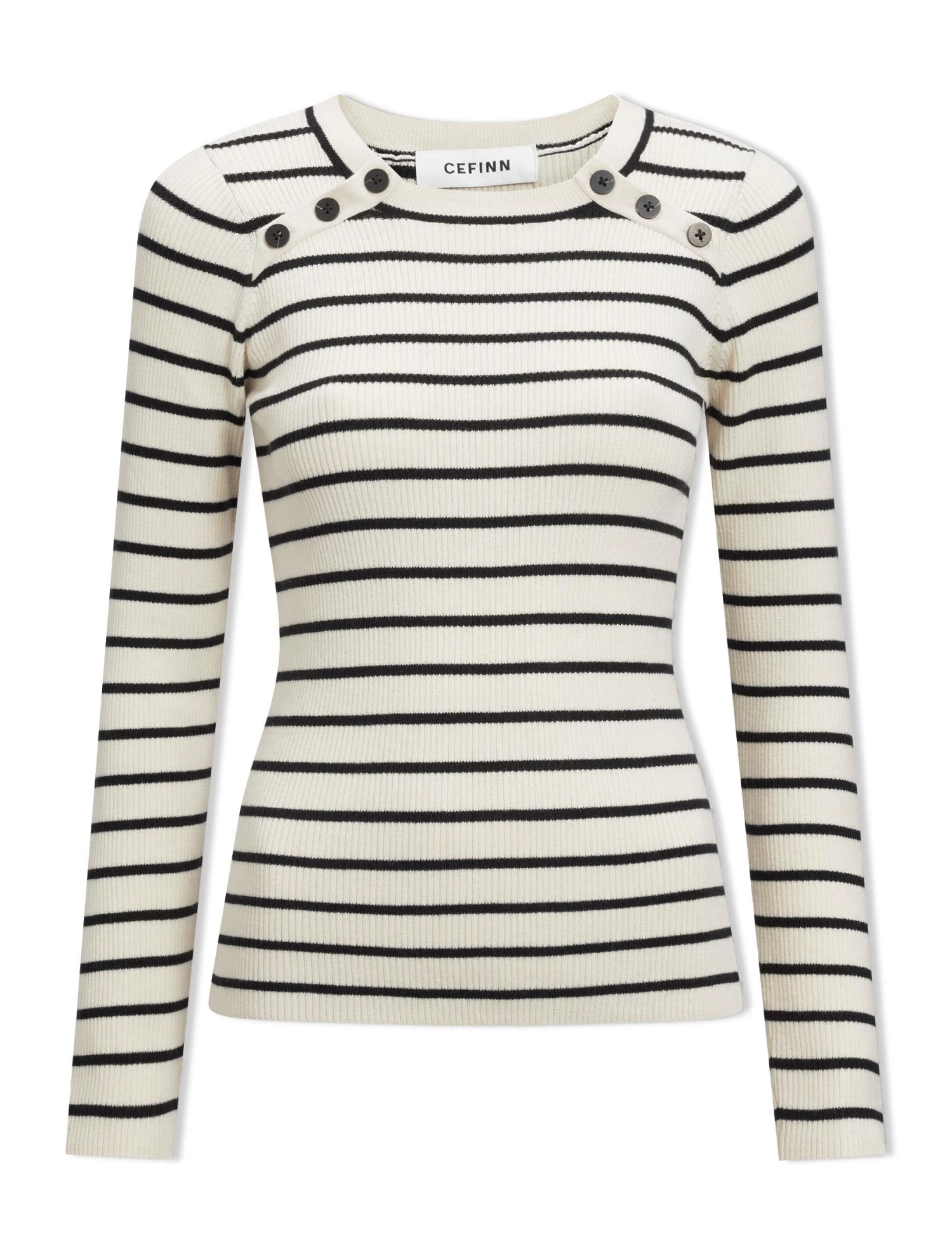 Frieda Wool Jumper - Cream Black Stripe - Image 7