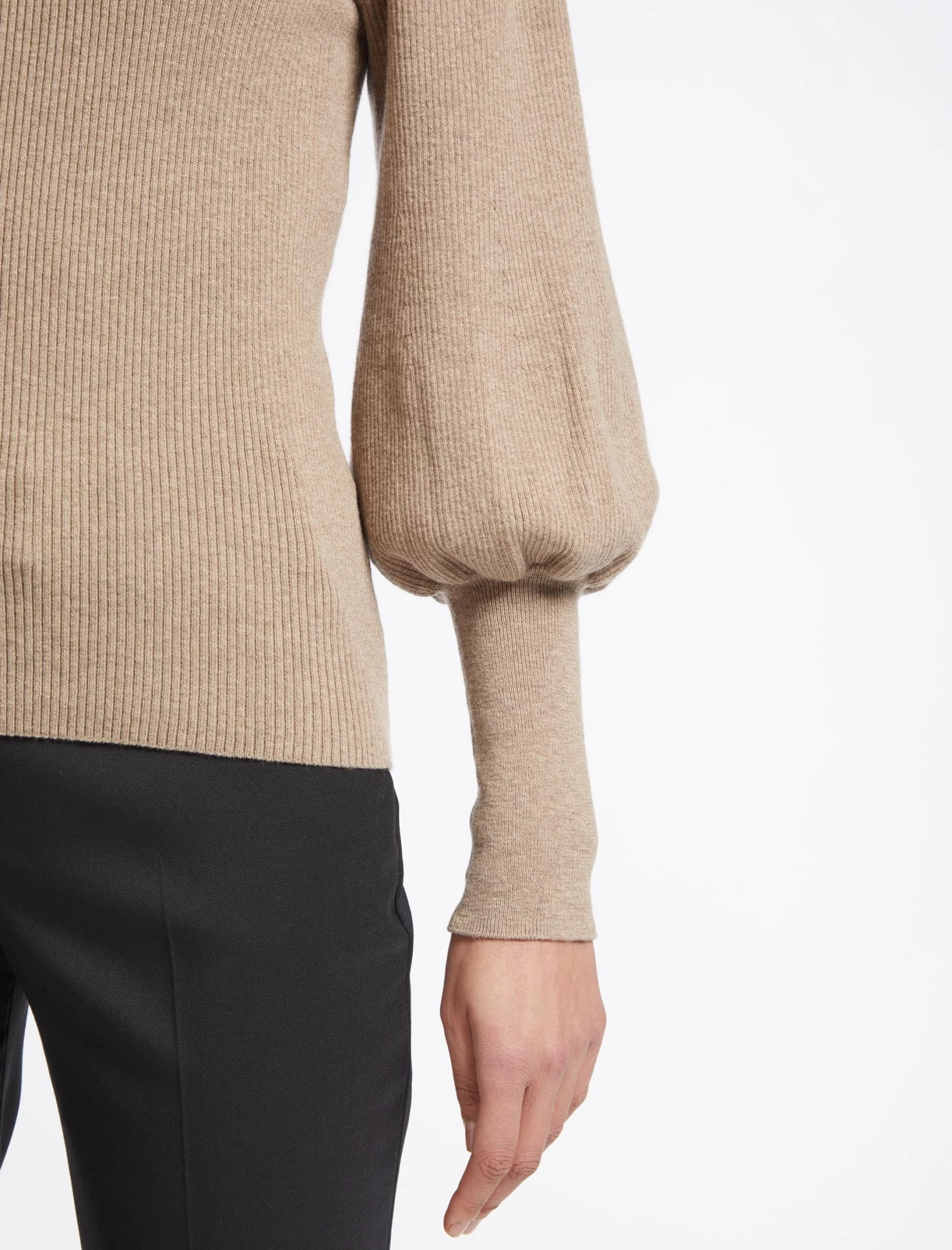 Eva Wool Round Neck Jumper - Beige - Image 5