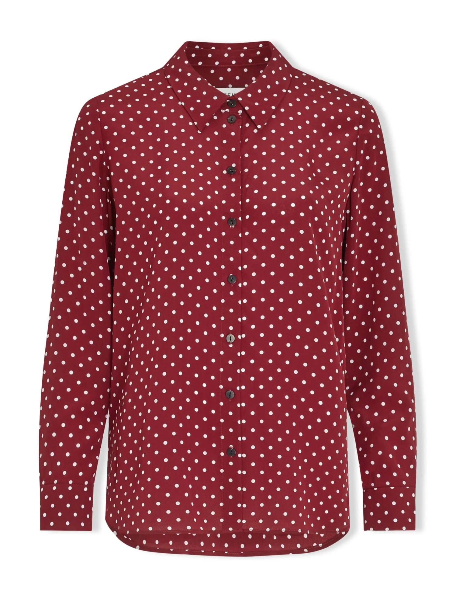 Skyla Silk Shirt - Lipstick White Polka Dot - Image 6