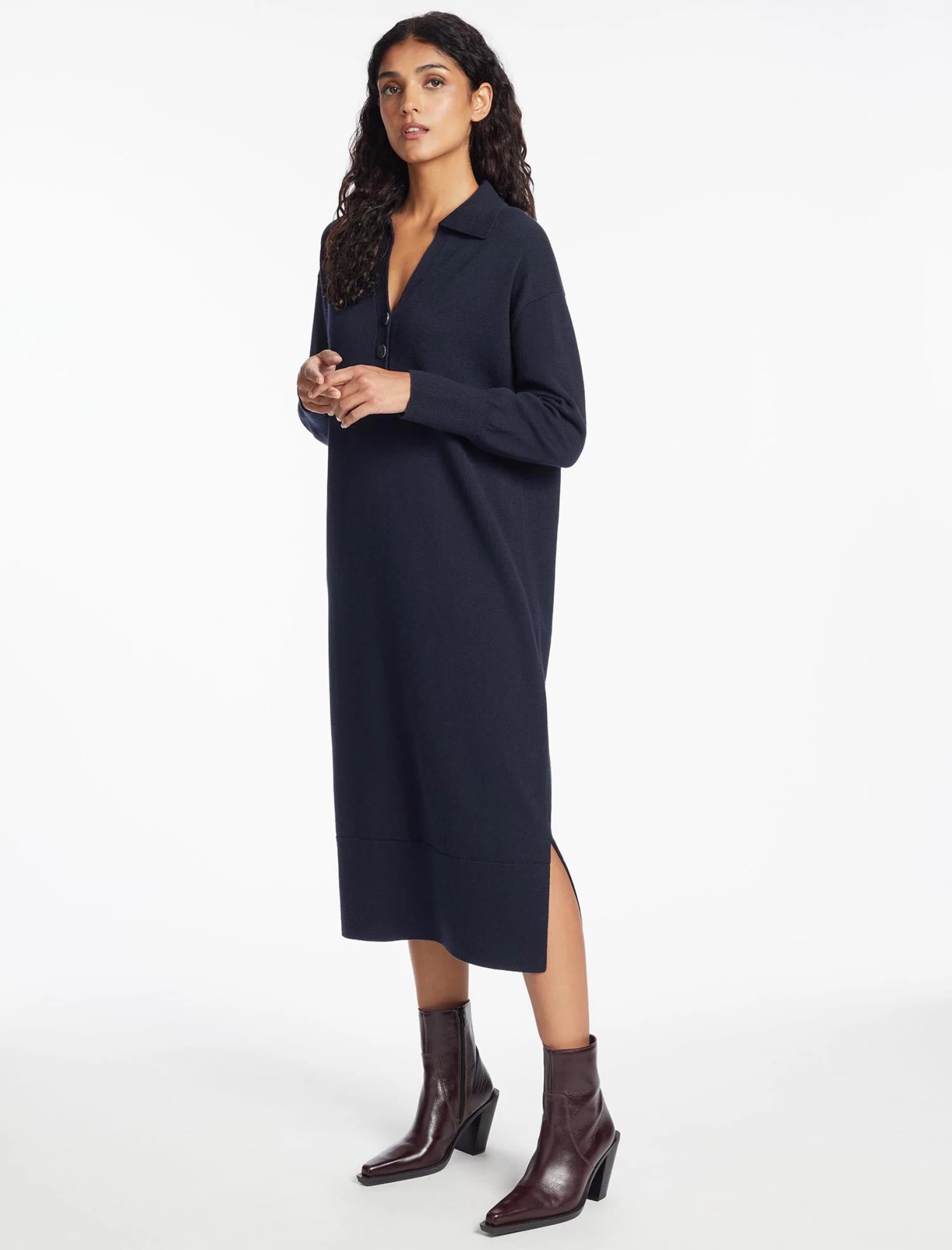 Eleanor Wool Knit Dress - Navy - Image 4