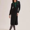 Josie Wool Knit Dress - Black Emerald Green