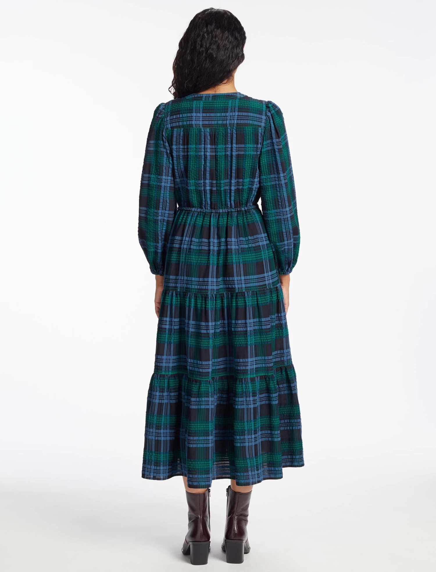 Alice Organic Cotton Seersucker Maxi Dress - Navy Green - Image 6