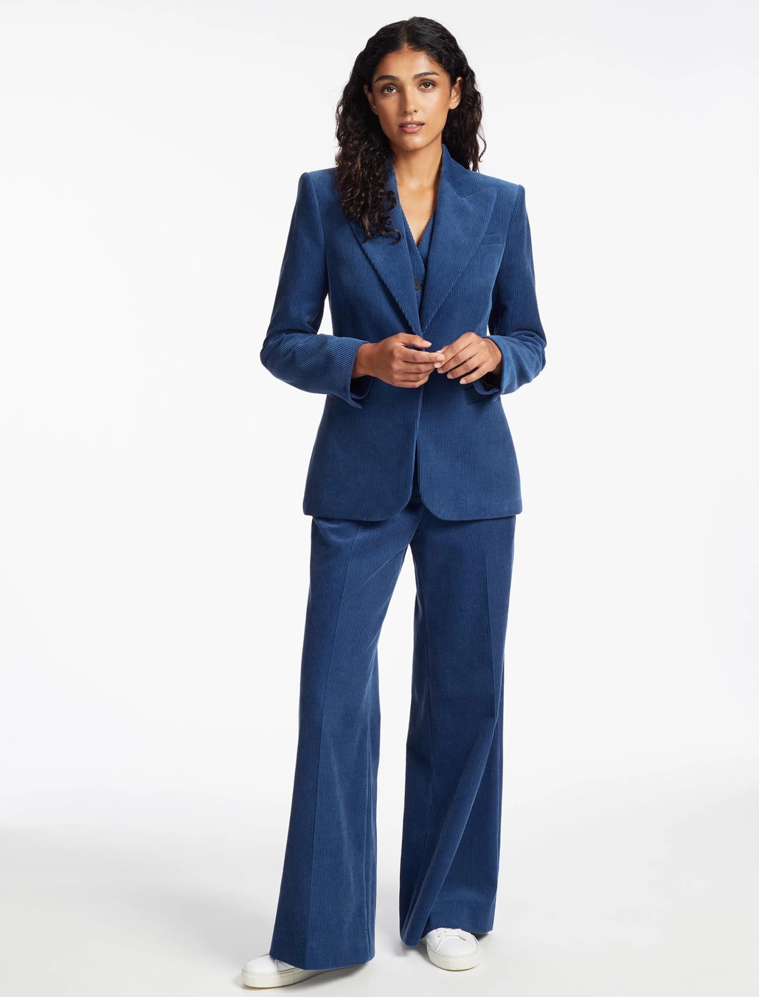 Harlow Corduroy Wide Leg Trouser - Blue - Image 7