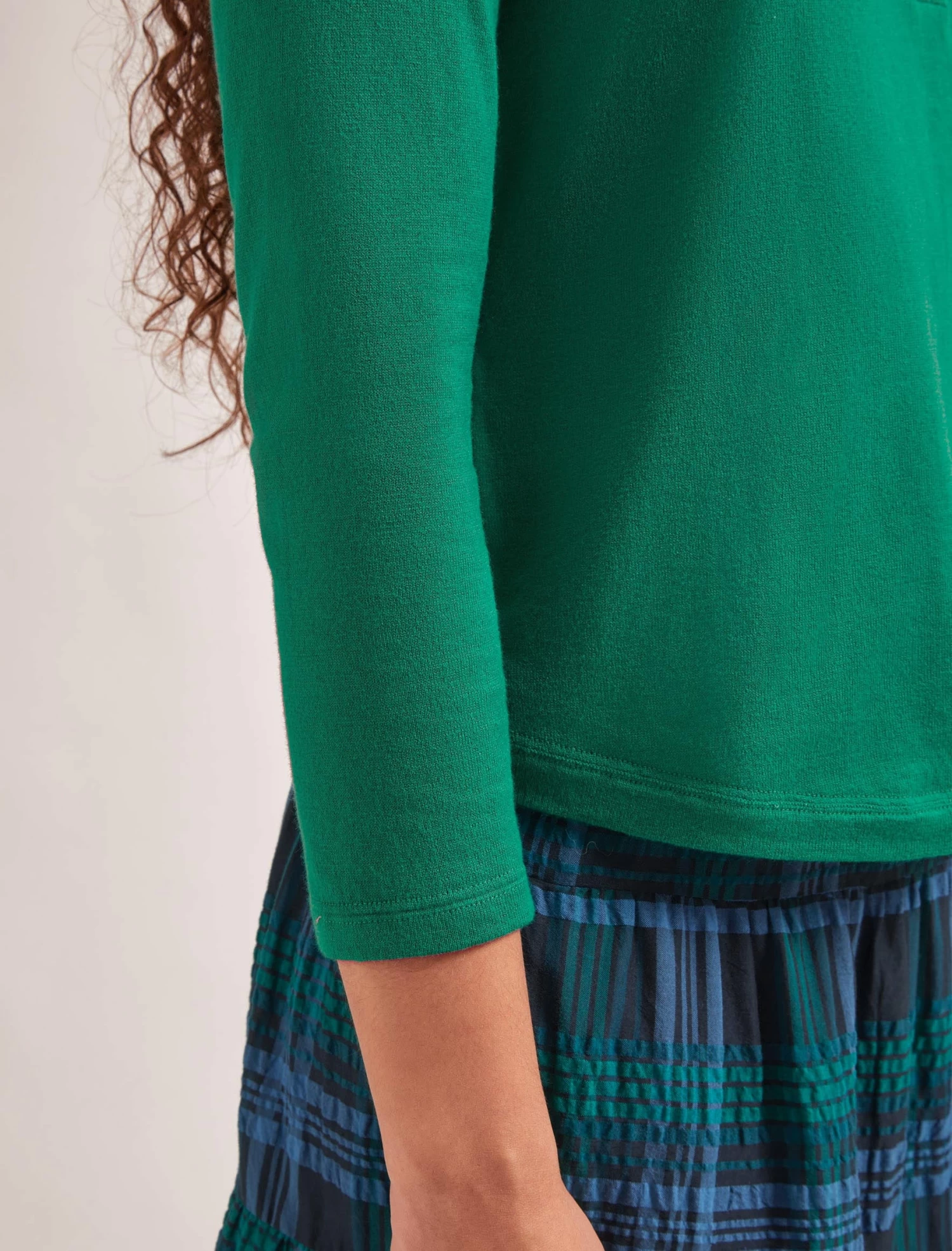 Morgan Cotton Silk Blend T-Shirt - Emerald Green - Image 3