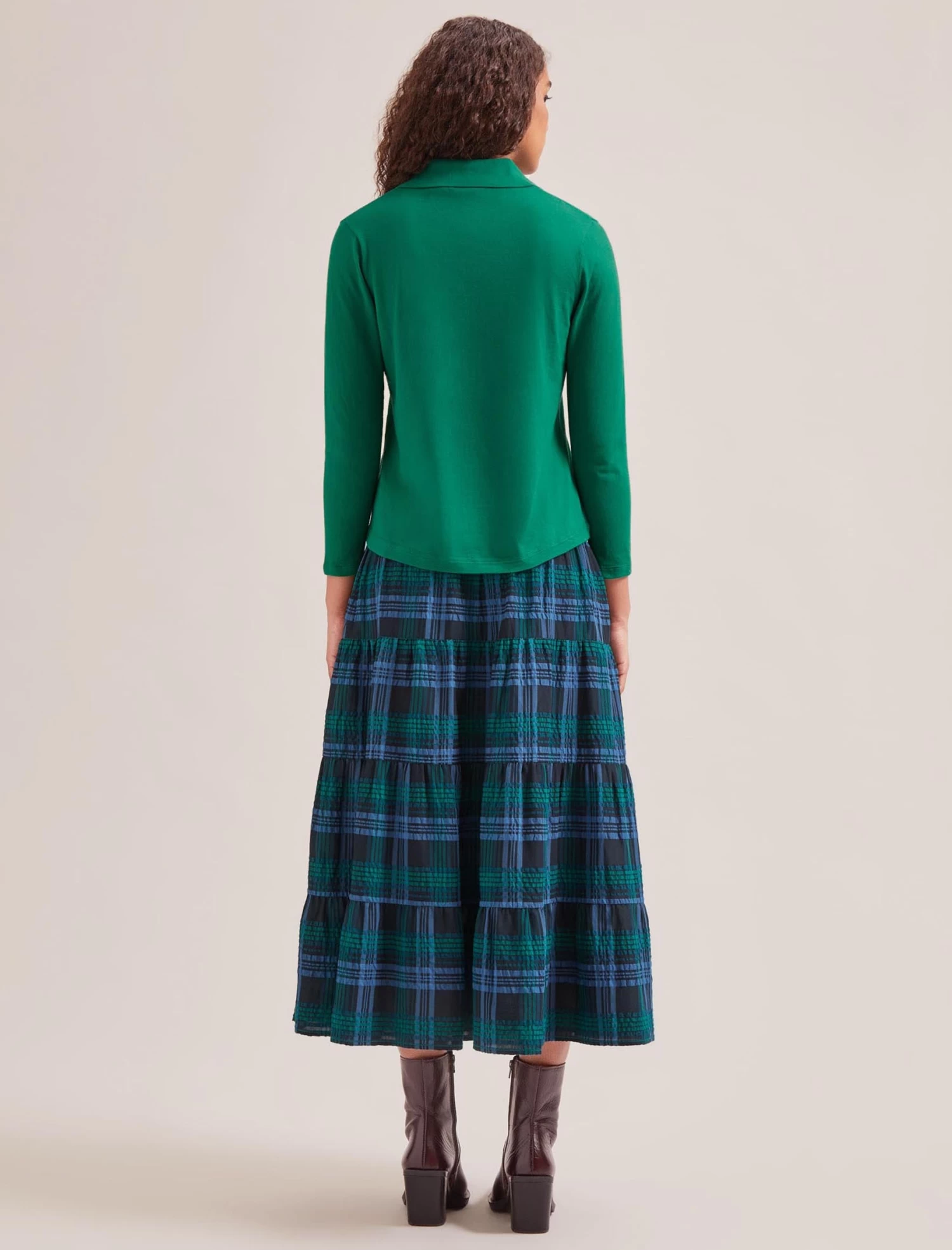 Morgan Cotton Silk Blend T-Shirt - Emerald Green - Image 4