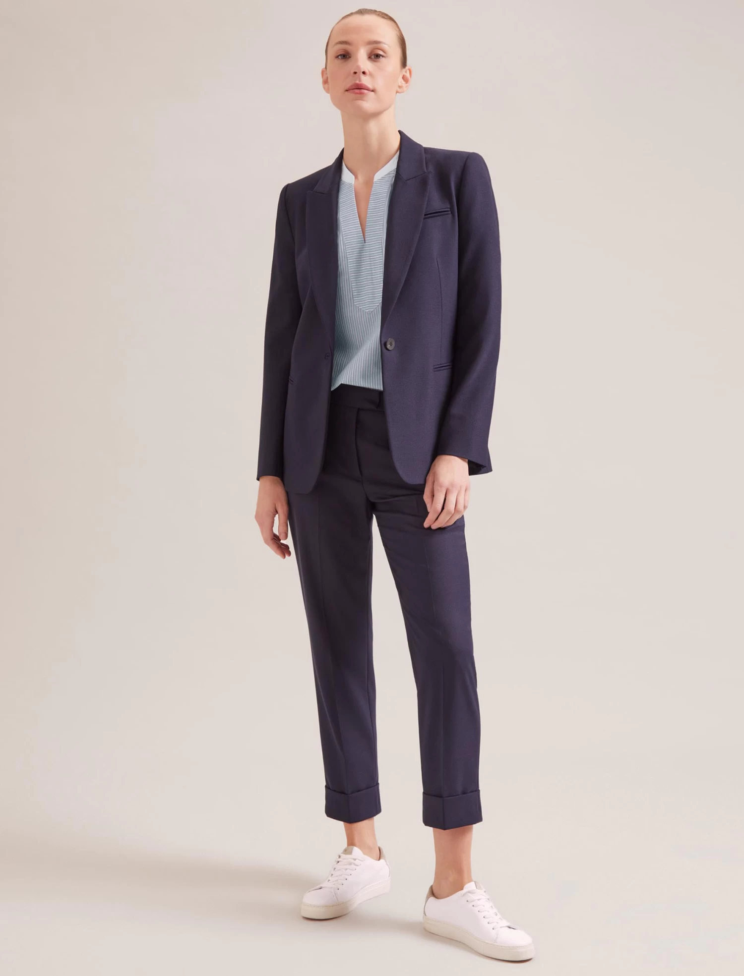 Erica Organic Cotton Shirt - Mid Stripe Blue White - Image 7