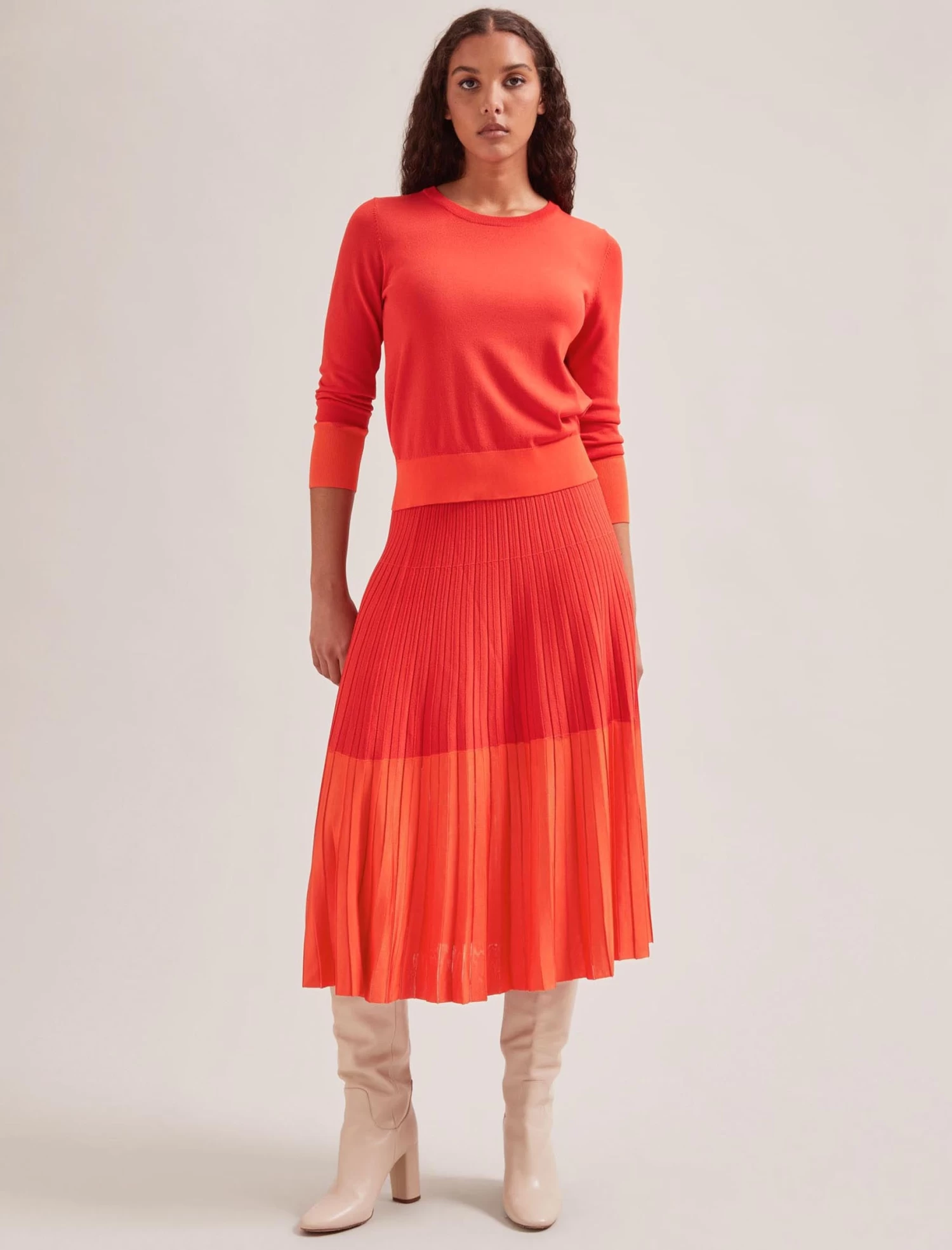 Colette Contrast Hem Skirt - Orange - Image 4