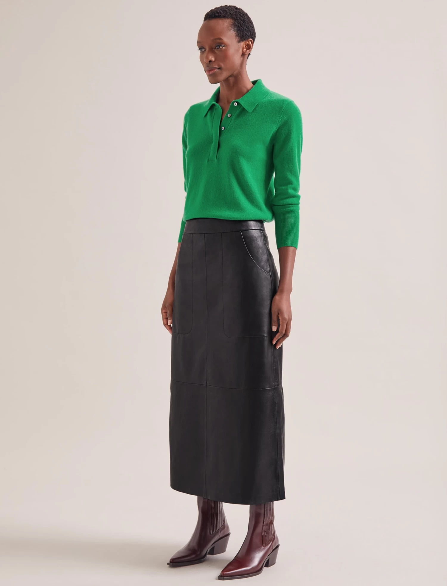 Arlo Leather Maxi Pencil Skirt - Black - Image 5