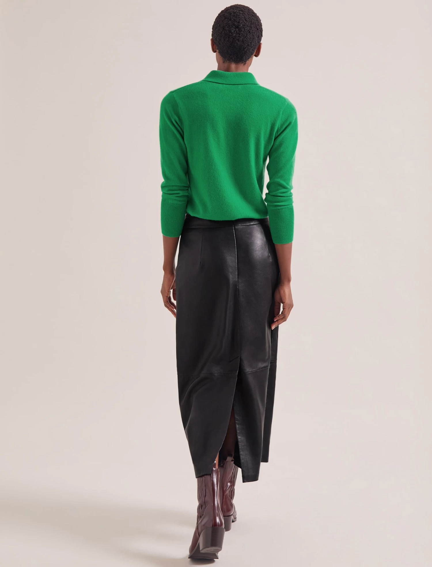 Arlo Leather Maxi Pencil Skirt - Black - Image 4