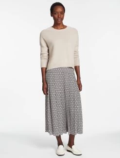 Sienna Maxi Skirt - Ecru Black Trellis Print