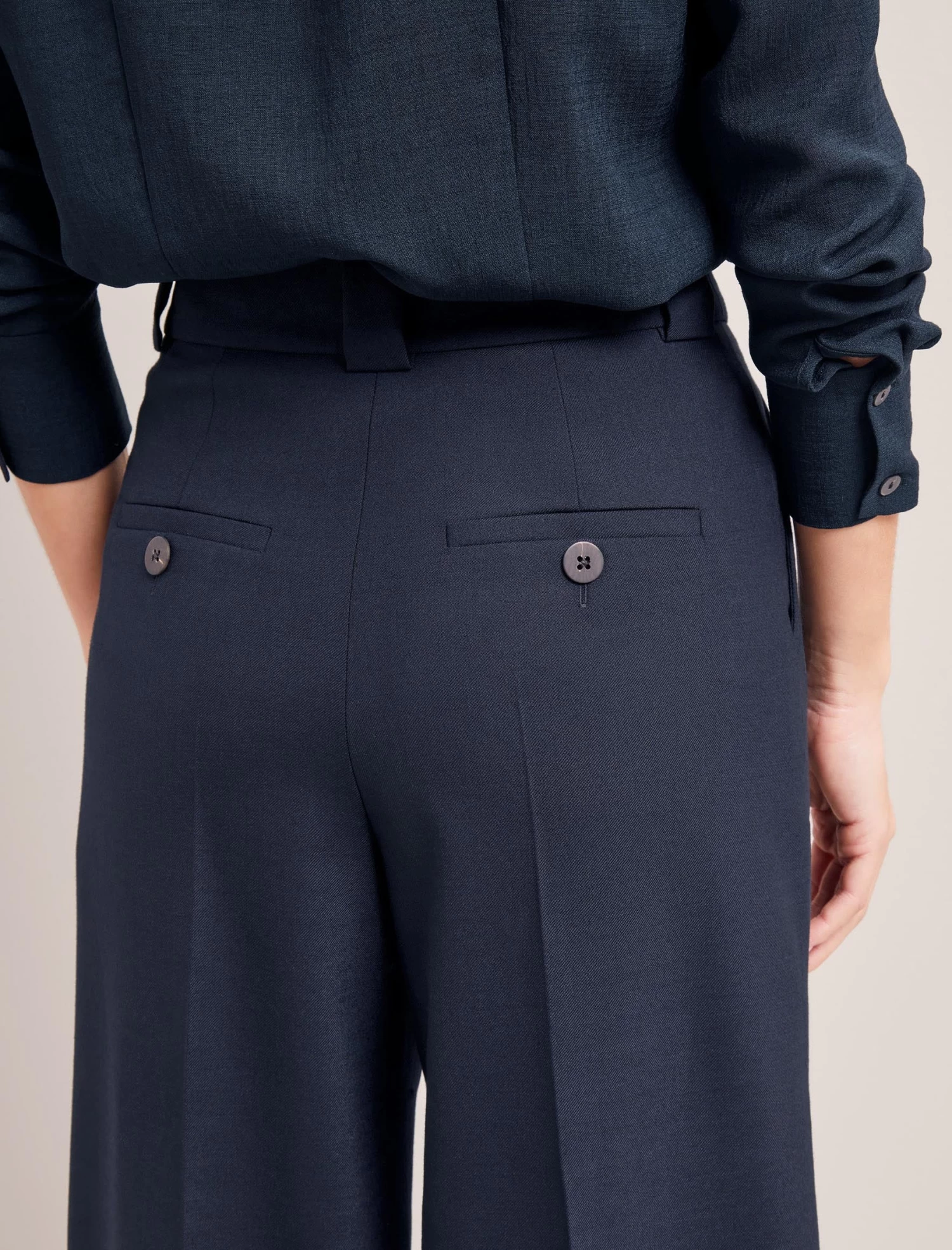 Margot New Wool Wide Leg Trouser - Navy - Image 7