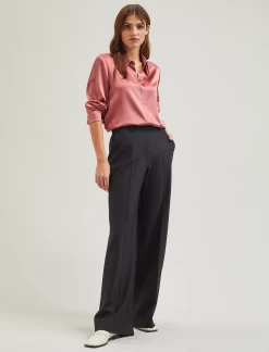 Terence New Wool Wide Leg Trouser - Black