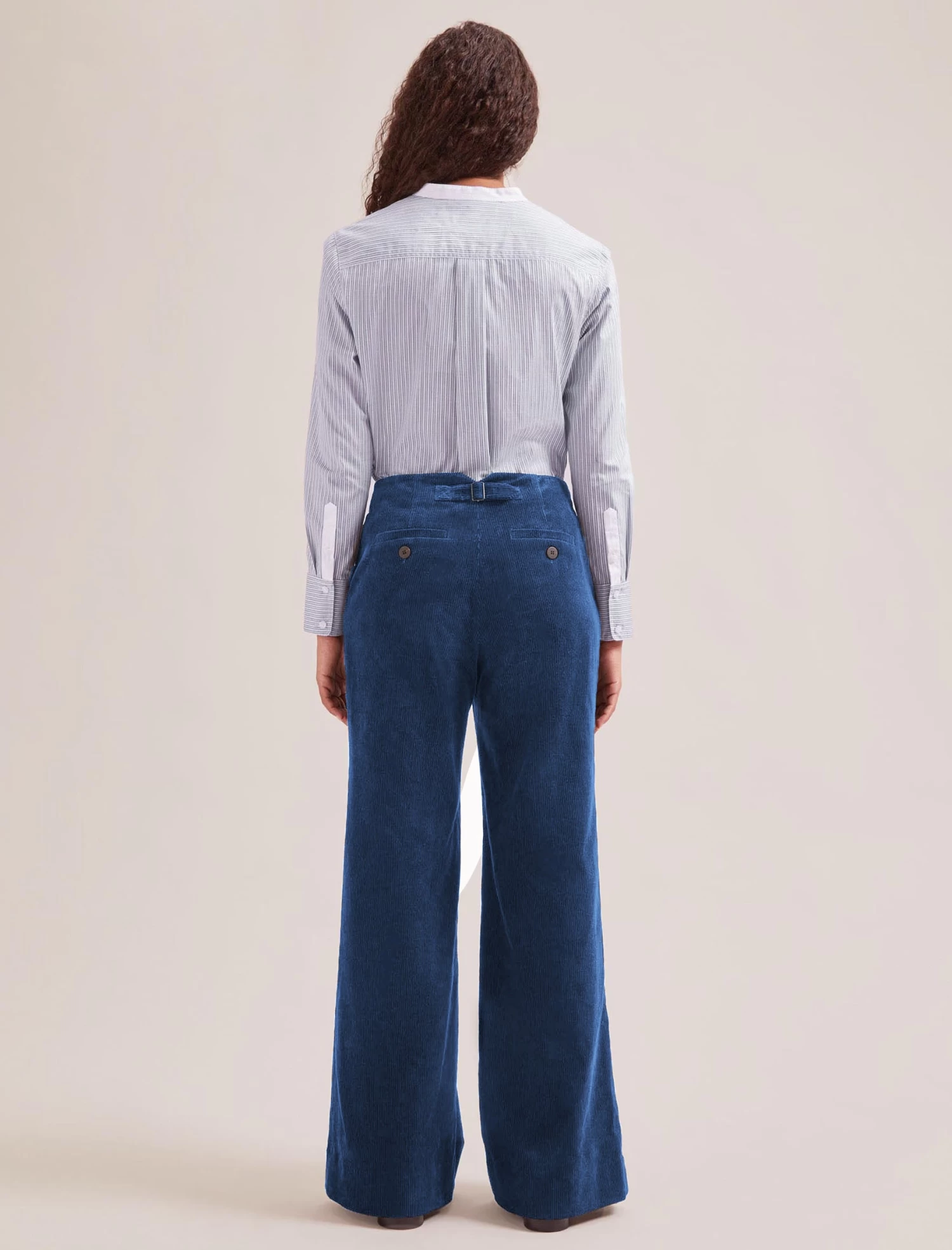 Harlow Corduroy Wide Leg Trouser - Blue - Image 8