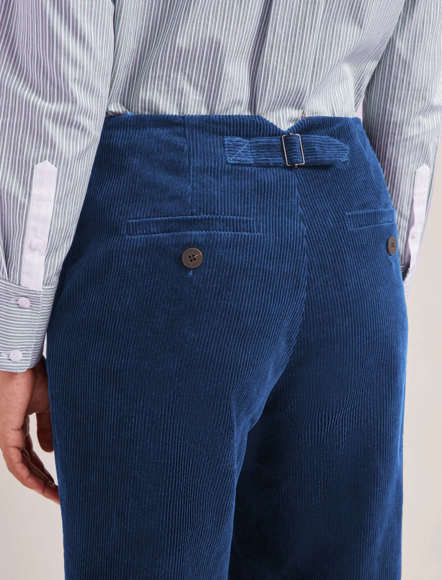 Harlow Corduroy Wide Leg Trouser - Blue - Image 5