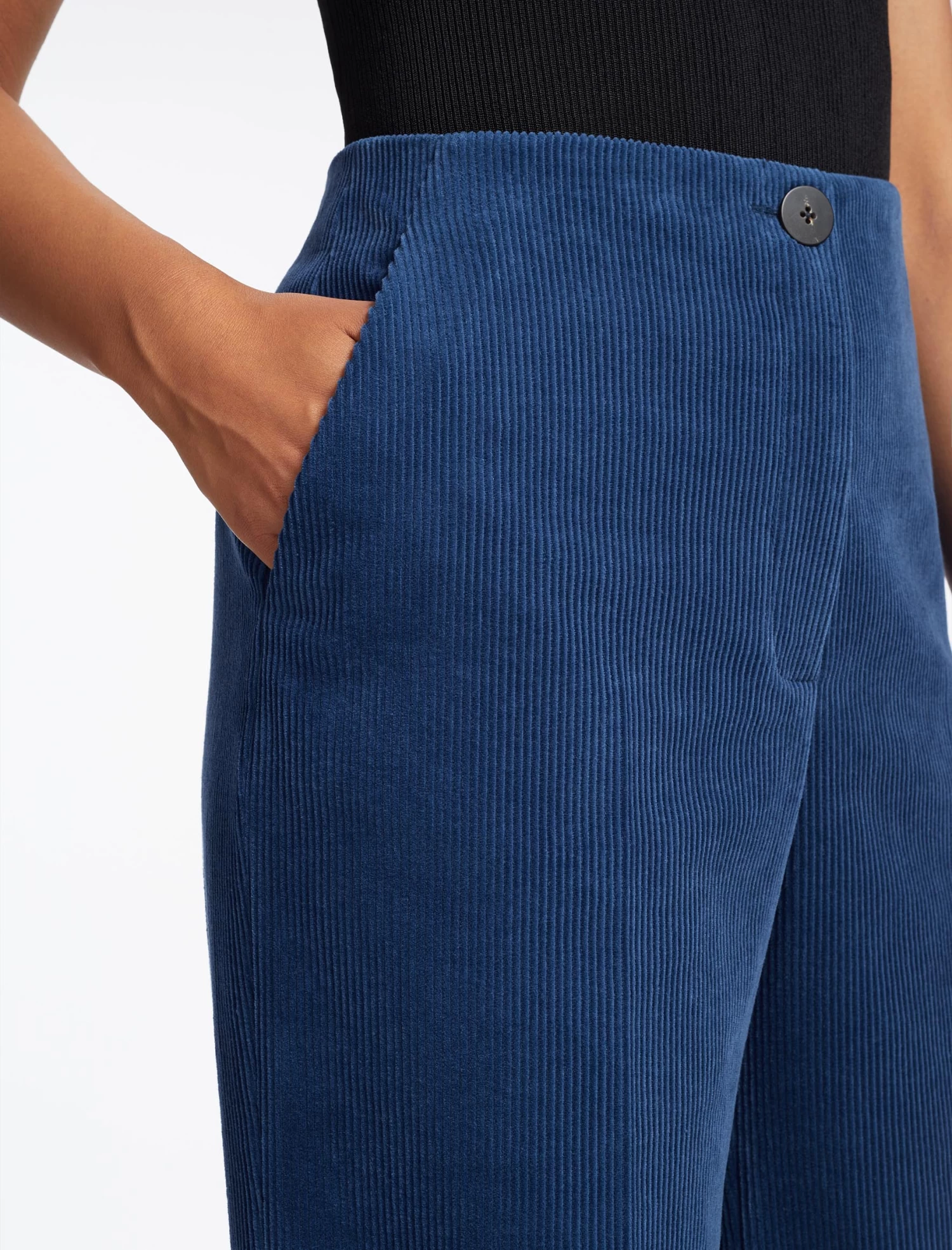 Harlow Corduroy Wide Leg Trouser - Blue - Image 4