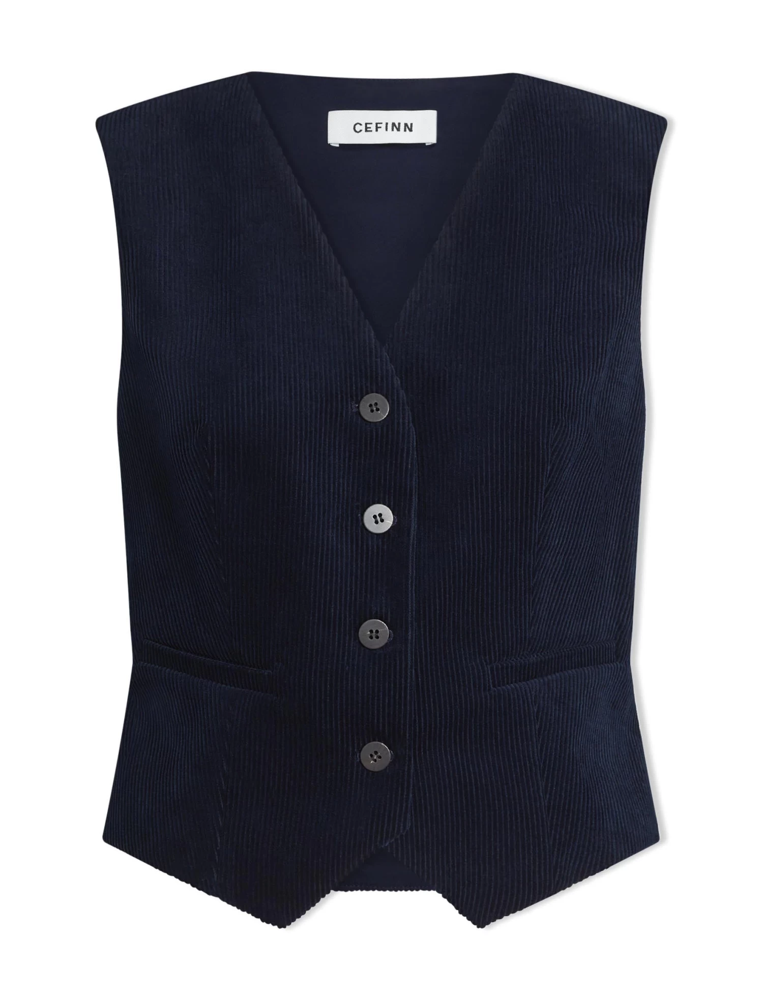 Wyatt Corduroy Waistcoat - Navy - Image 5
