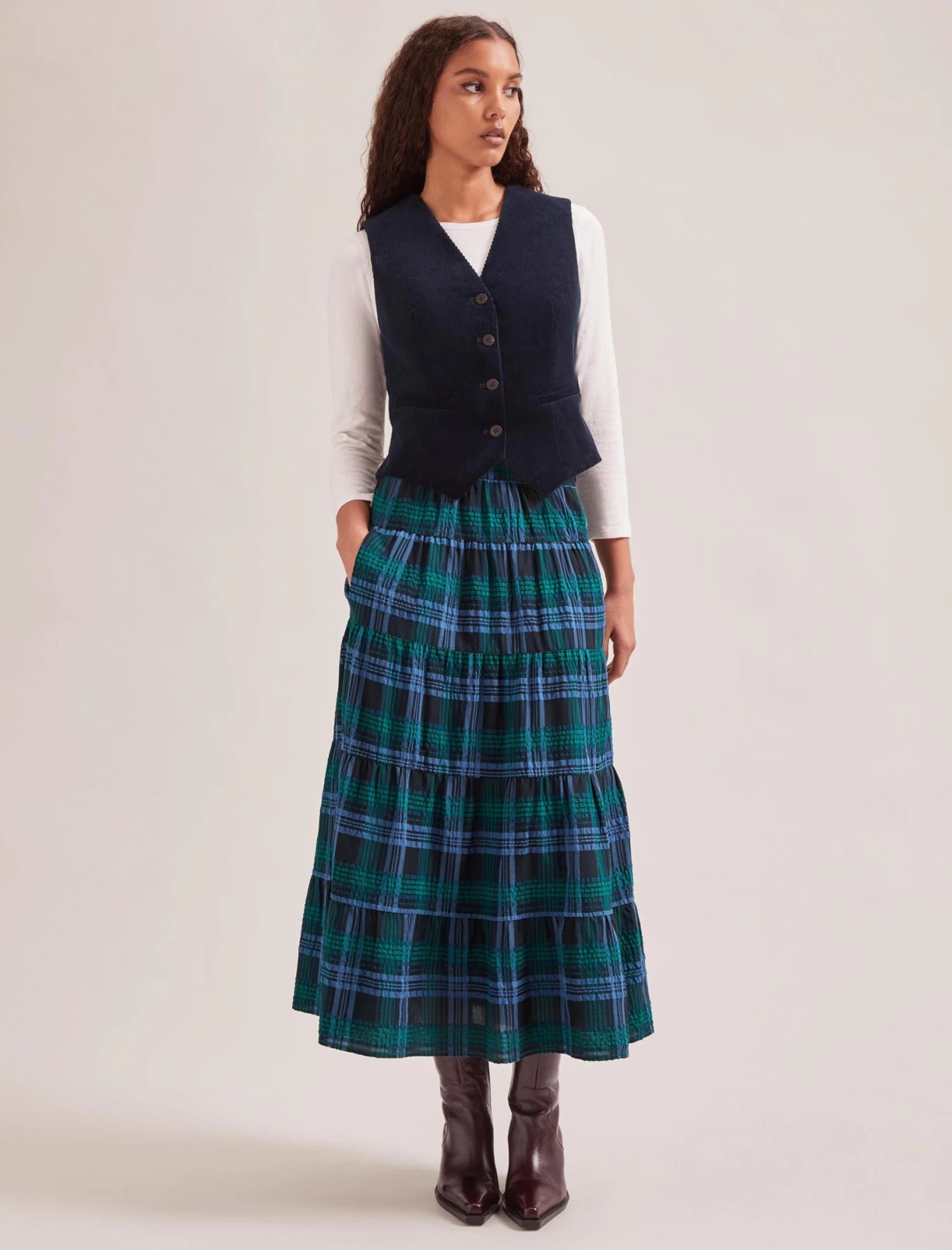 Wyatt Corduroy Waistcoat - Navy - Image 4