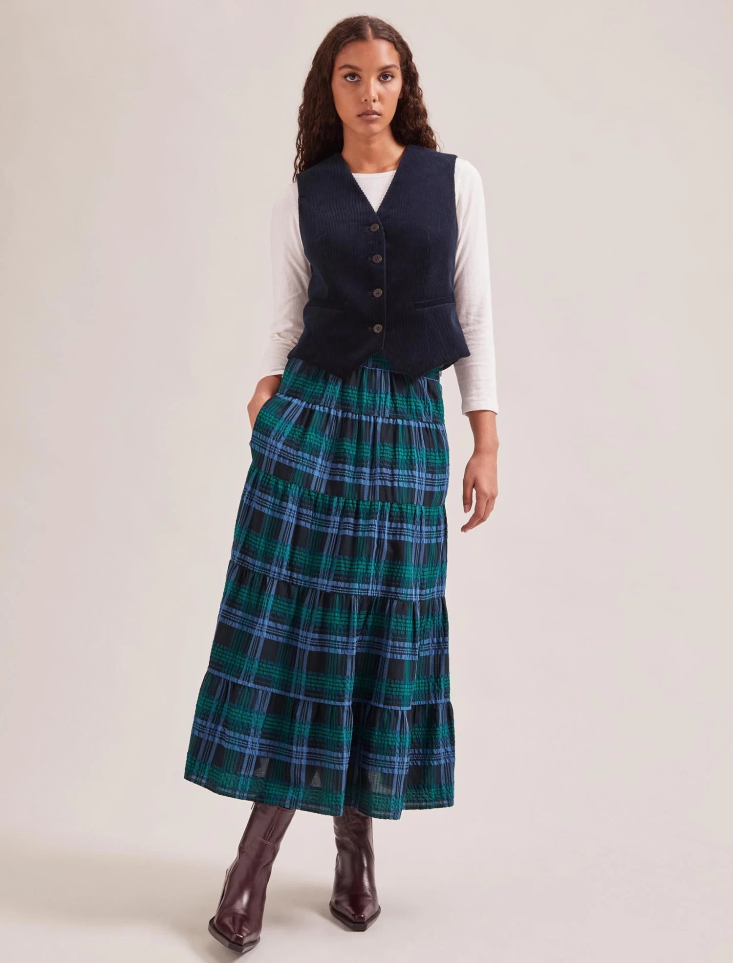 Wyatt Corduroy Waistcoat - Navy - Image 2