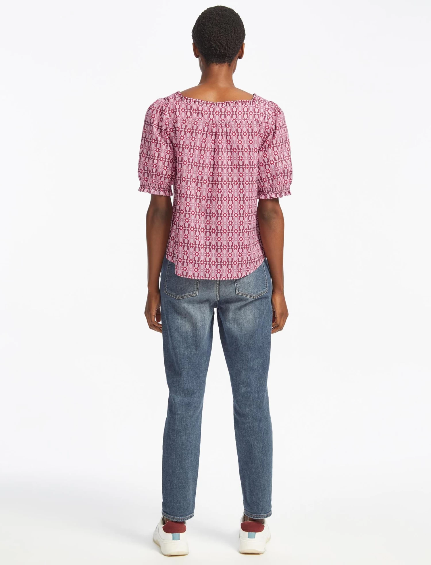 Shannon Organic Cotton Shirt - Pink Geo Star Print - Image 5