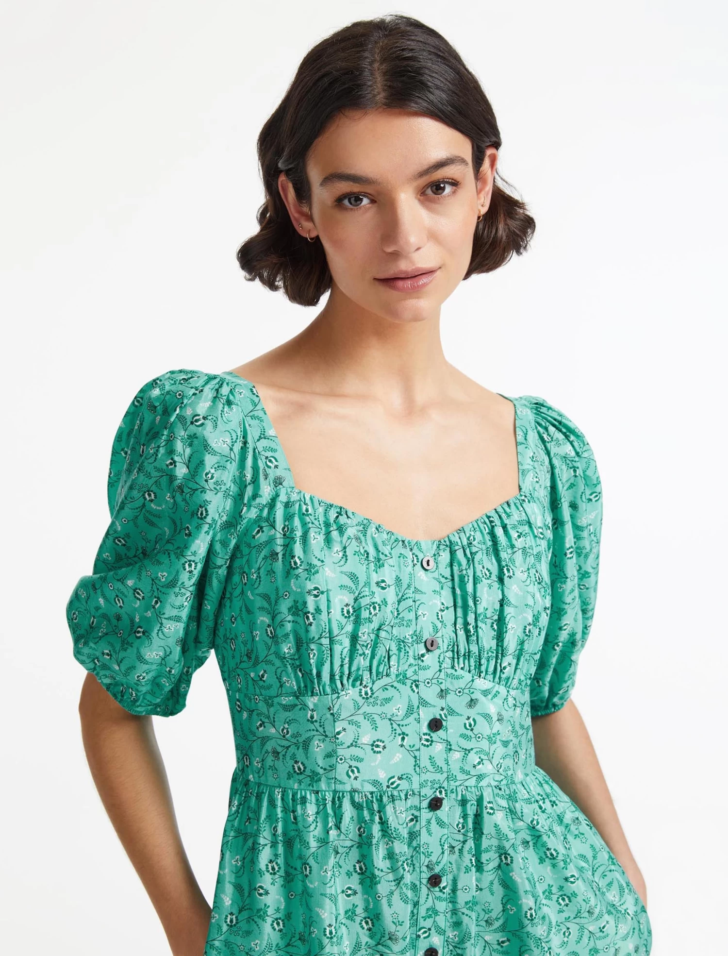 Paloma Midi Dress - Green Trailing Floral Print - Image 4