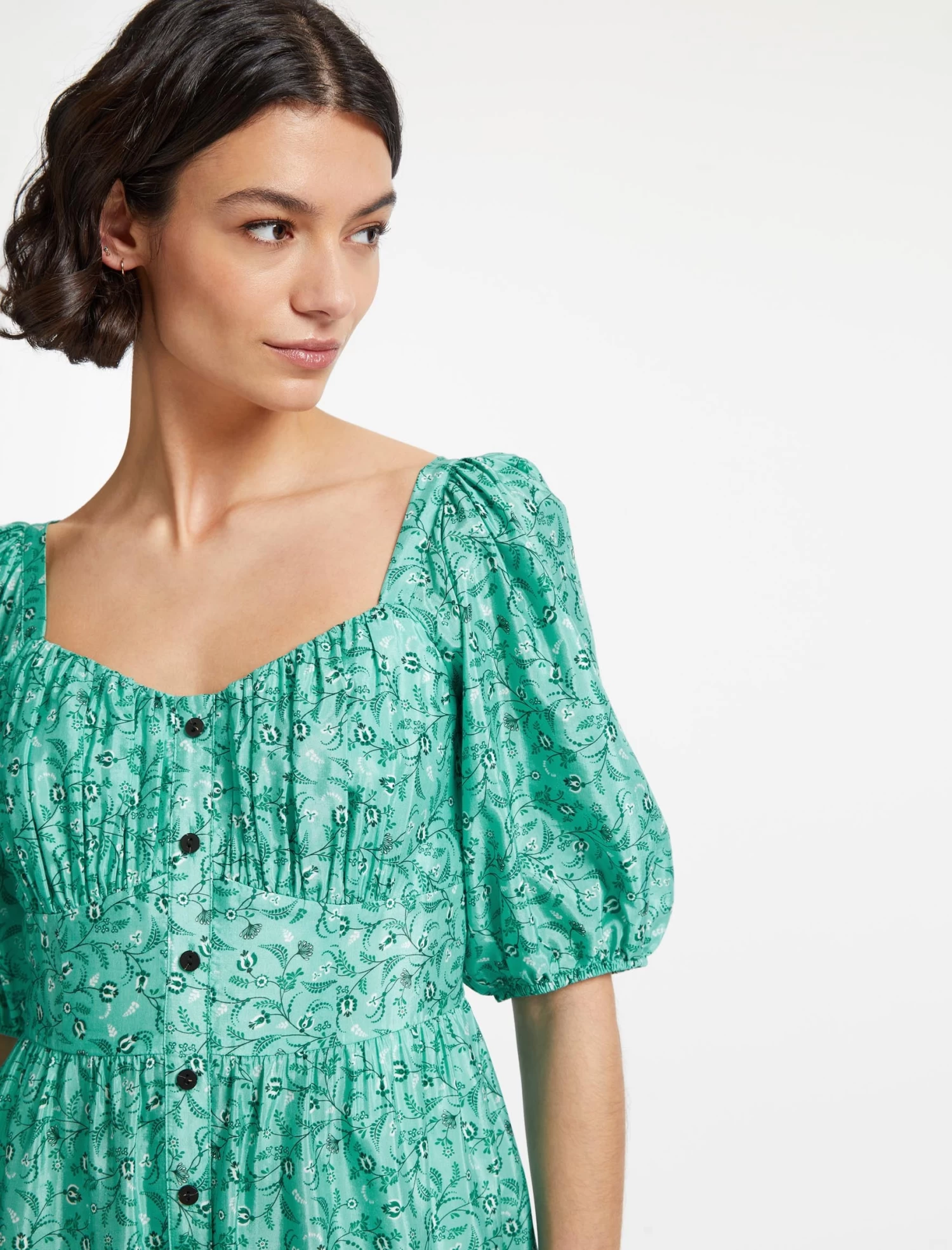 Paloma Midi Dress - Green Trailing Floral Print - Image 2
