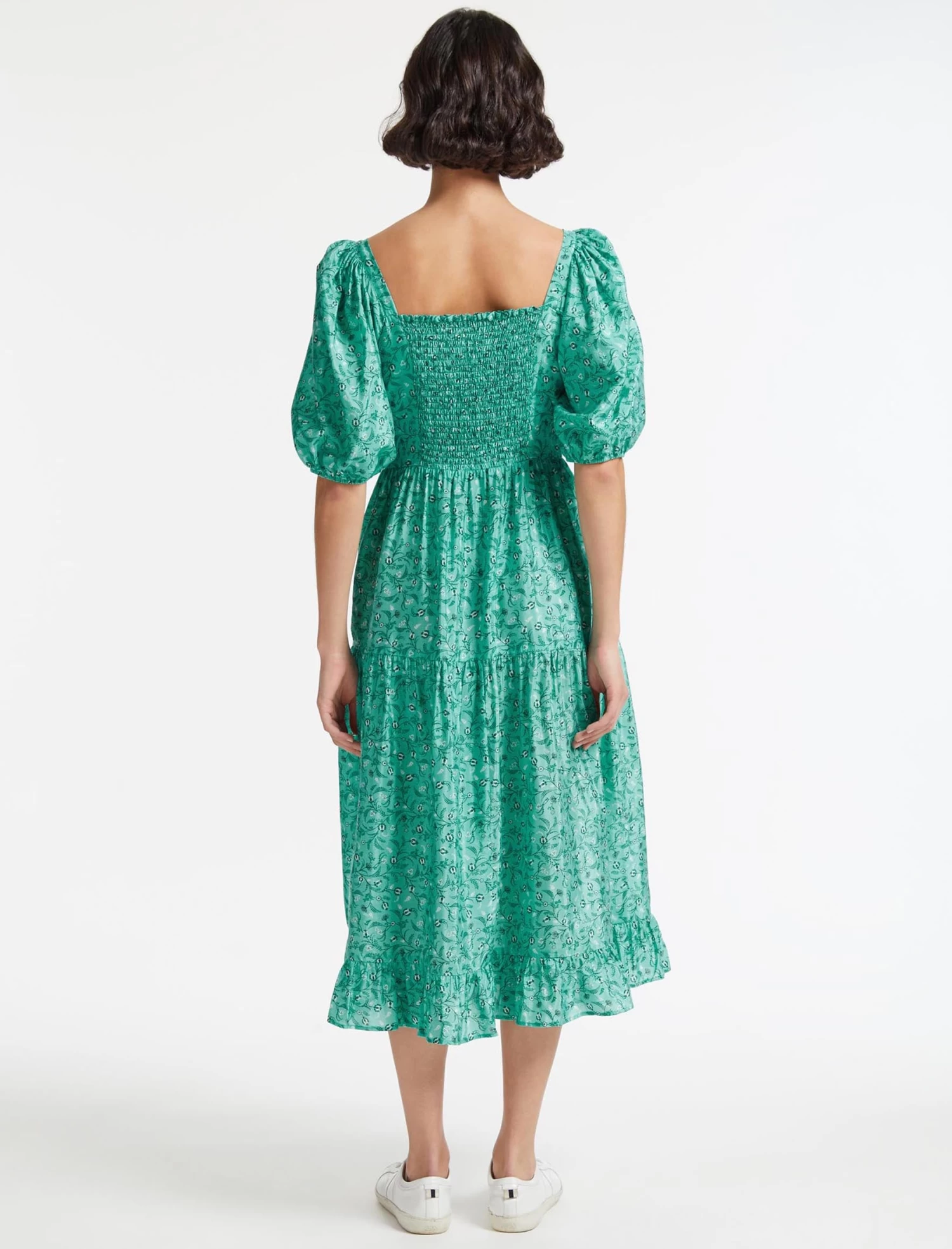 Paloma Midi Dress - Green Trailing Floral Print - Image 5