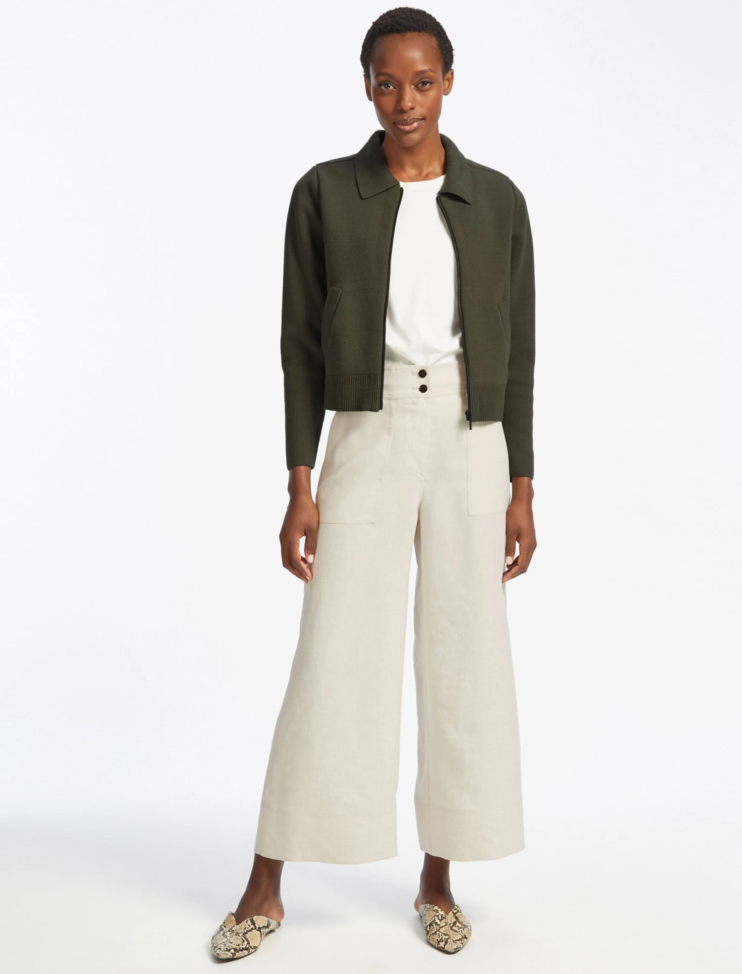Jimmy Cotton Knit Jacket - Khaki - Image 2
