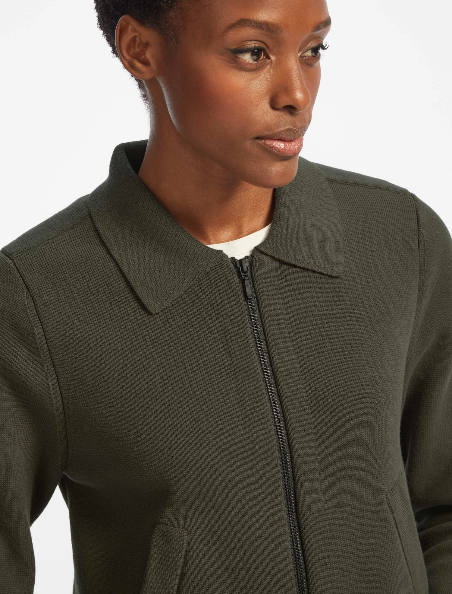 Jimmy Cotton Knit Jacket - Khaki - Image 4