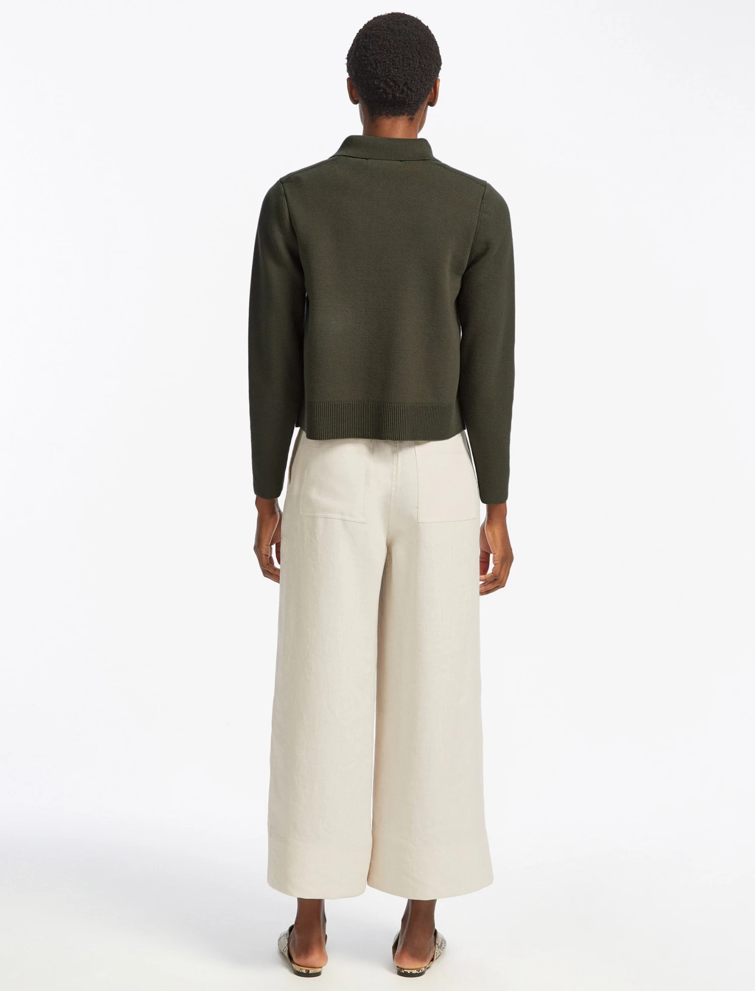 Jimmy Cotton Knit Jacket - Khaki - Image 5