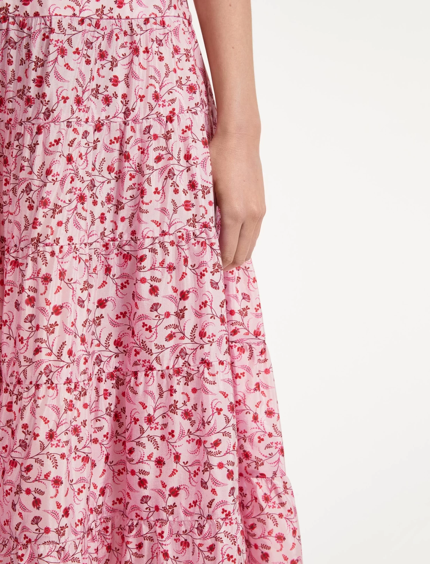 Sawyer Cotton Maxi Skirt - Pink Trailing Floral Print - Image 3