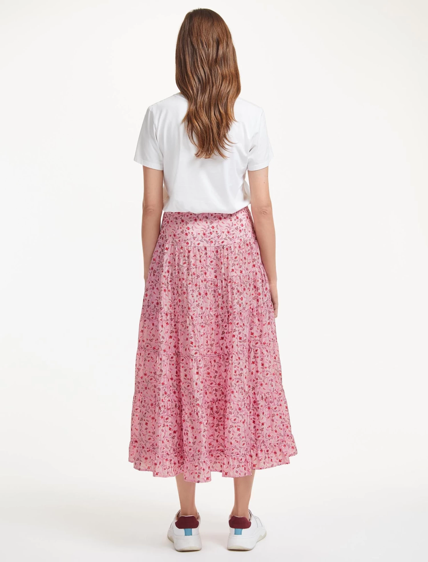 Sawyer Cotton Maxi Skirt - Pink Trailing Floral Print - Image 4