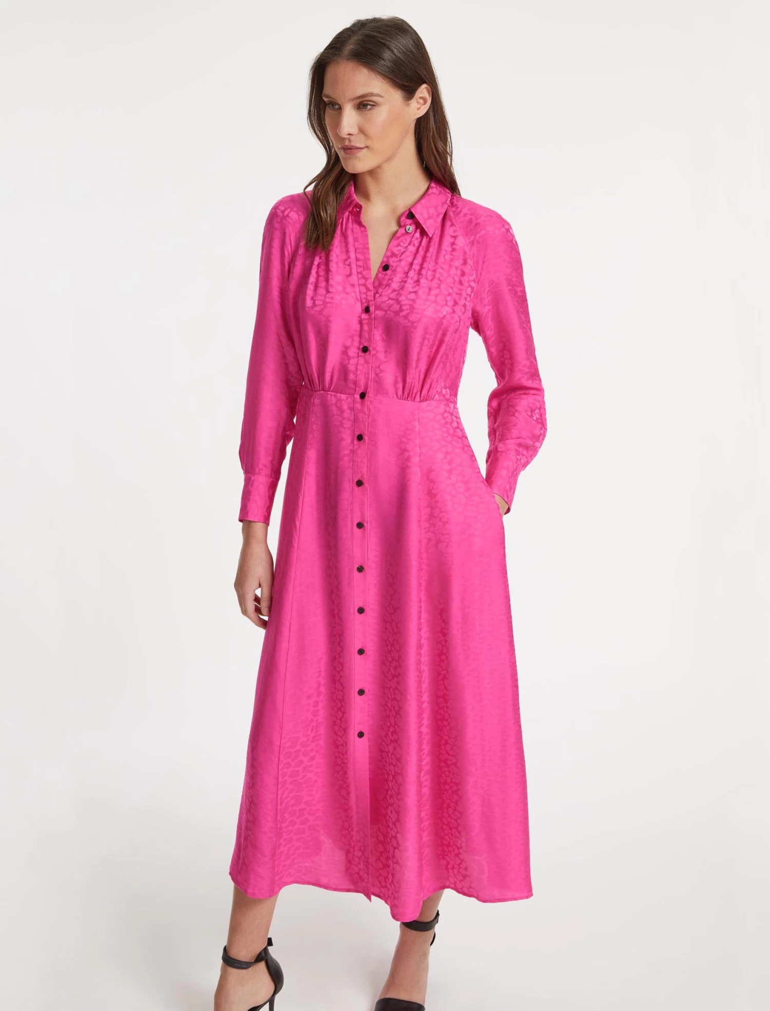 Astrid Silk Blend Maxi Dress - Hot Pink - Image 5