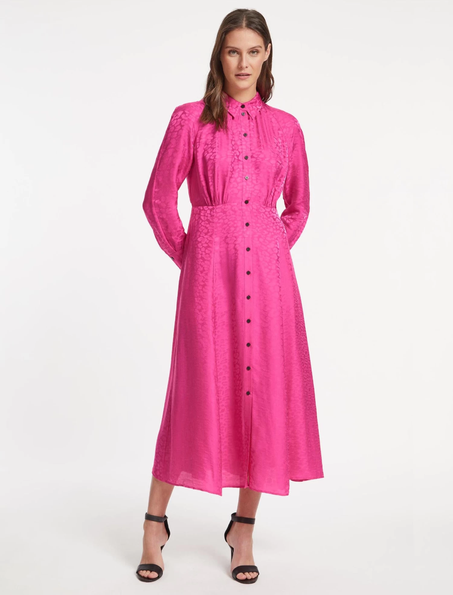 Astrid Silk Blend Maxi Dress - Hot Pink - Image 3