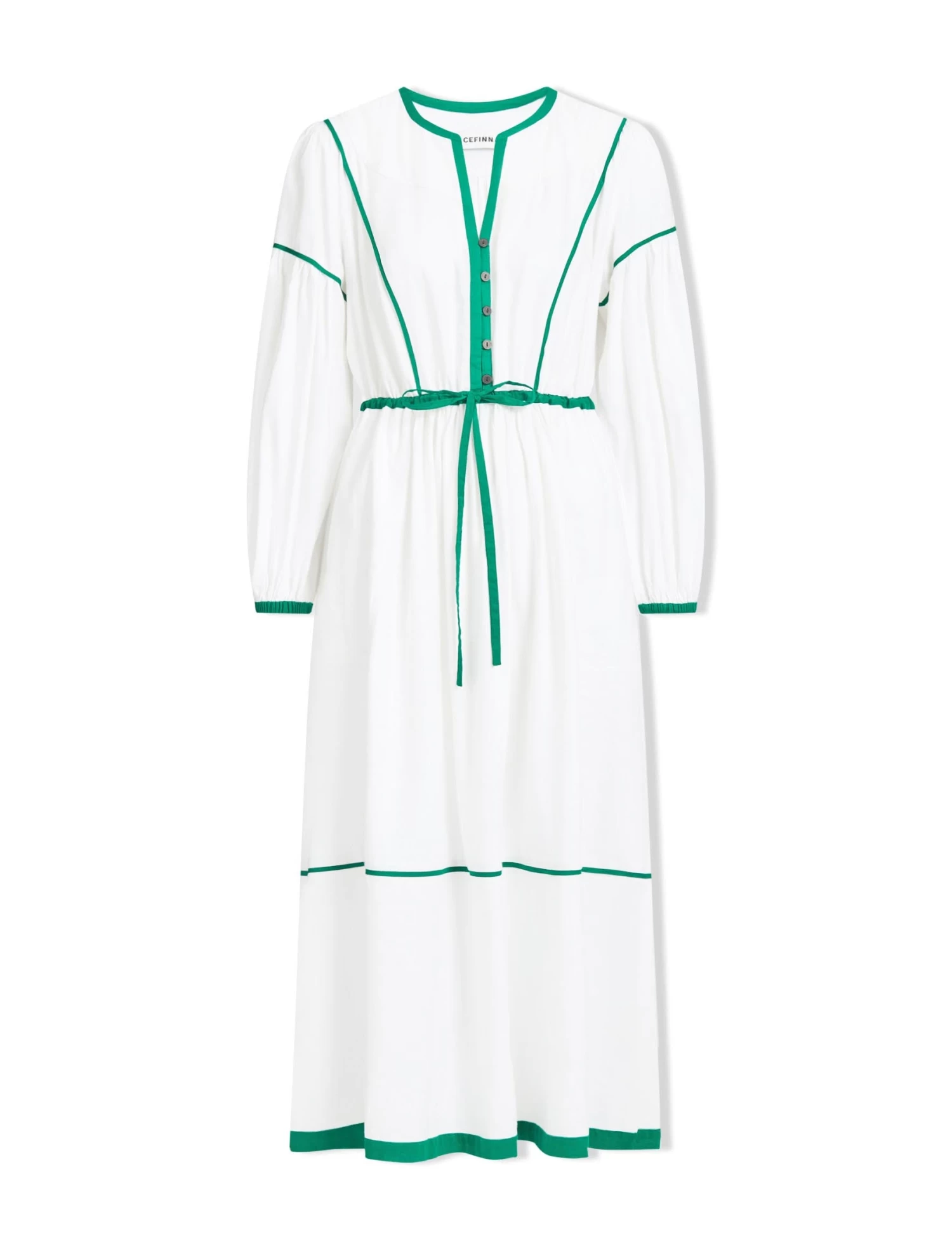 Salone Linen Blend Maxi Dress - White Emerald Green - Image 8