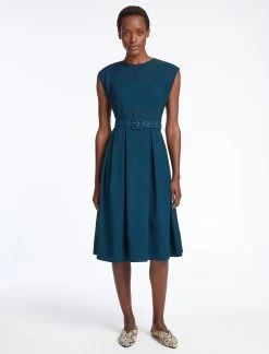 Thandie Techni Voile Midi Dress - Petrol Blue