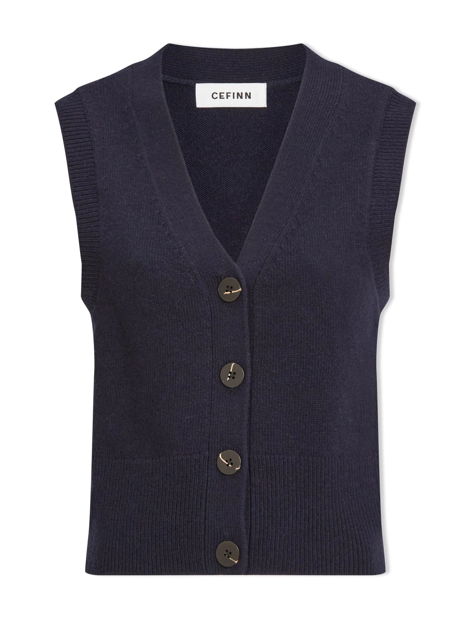 Meryl Wool V Neck Waistcoat - Navy - Image 8