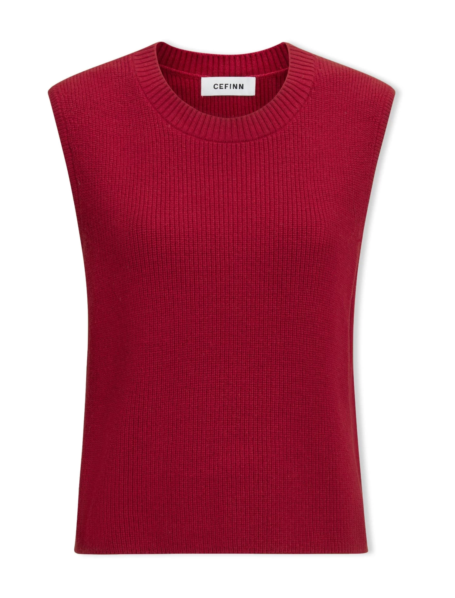 Julie Cotton Round Neck Sleeveless Jumper - Red - Image 6