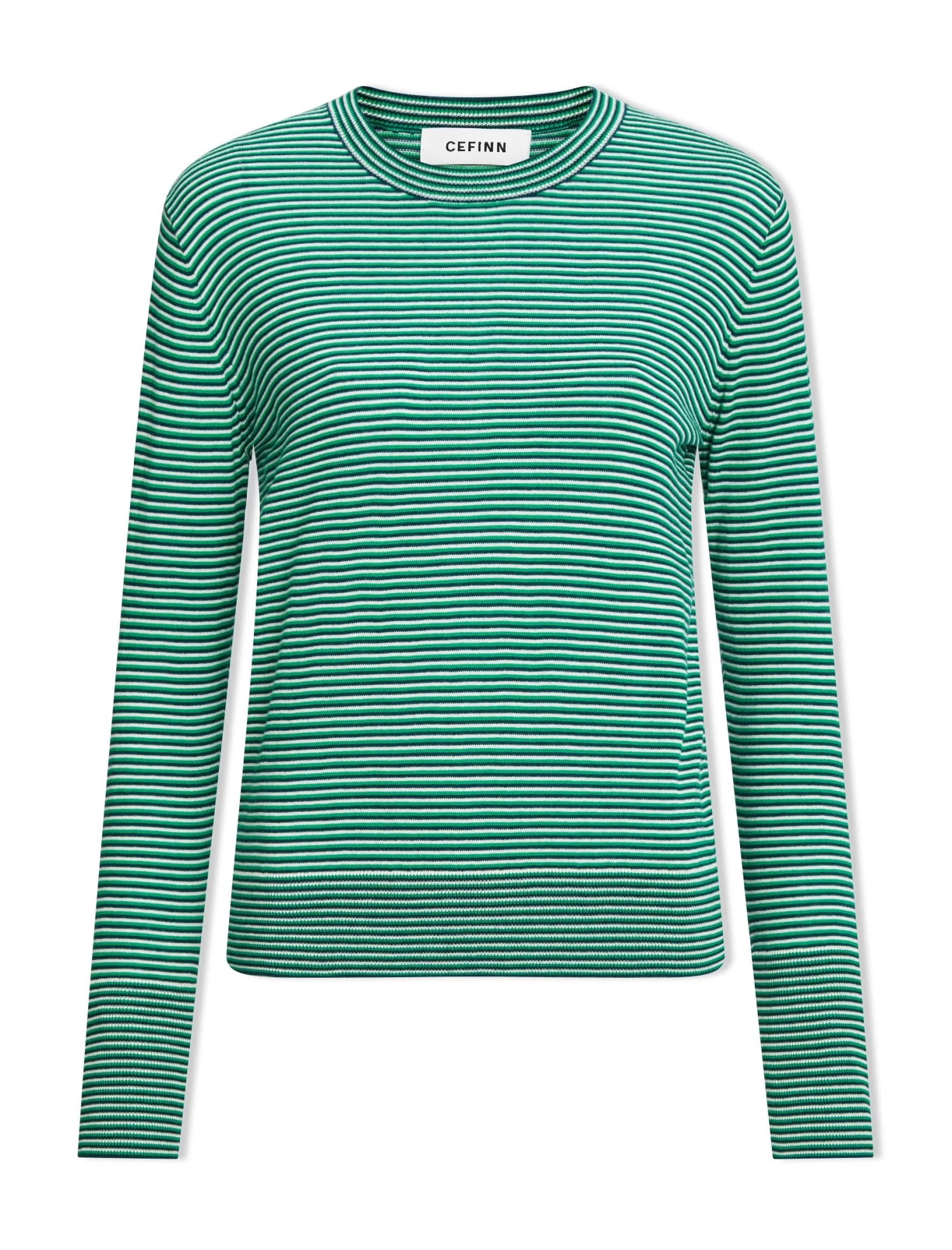 Jodi Cotton Jumper - Blue Emerald Cream Stripe - Image 6