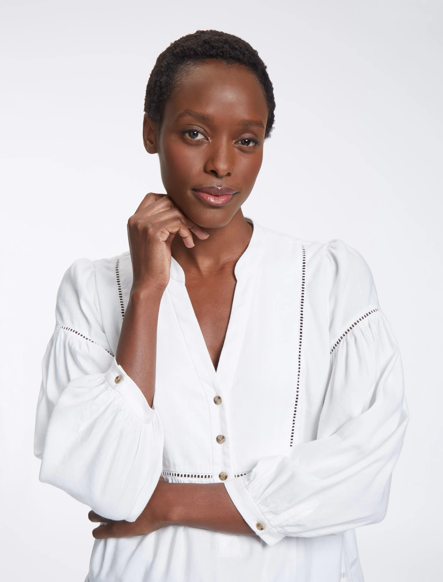 Callie Linen Blend Shirt - White - Image 4