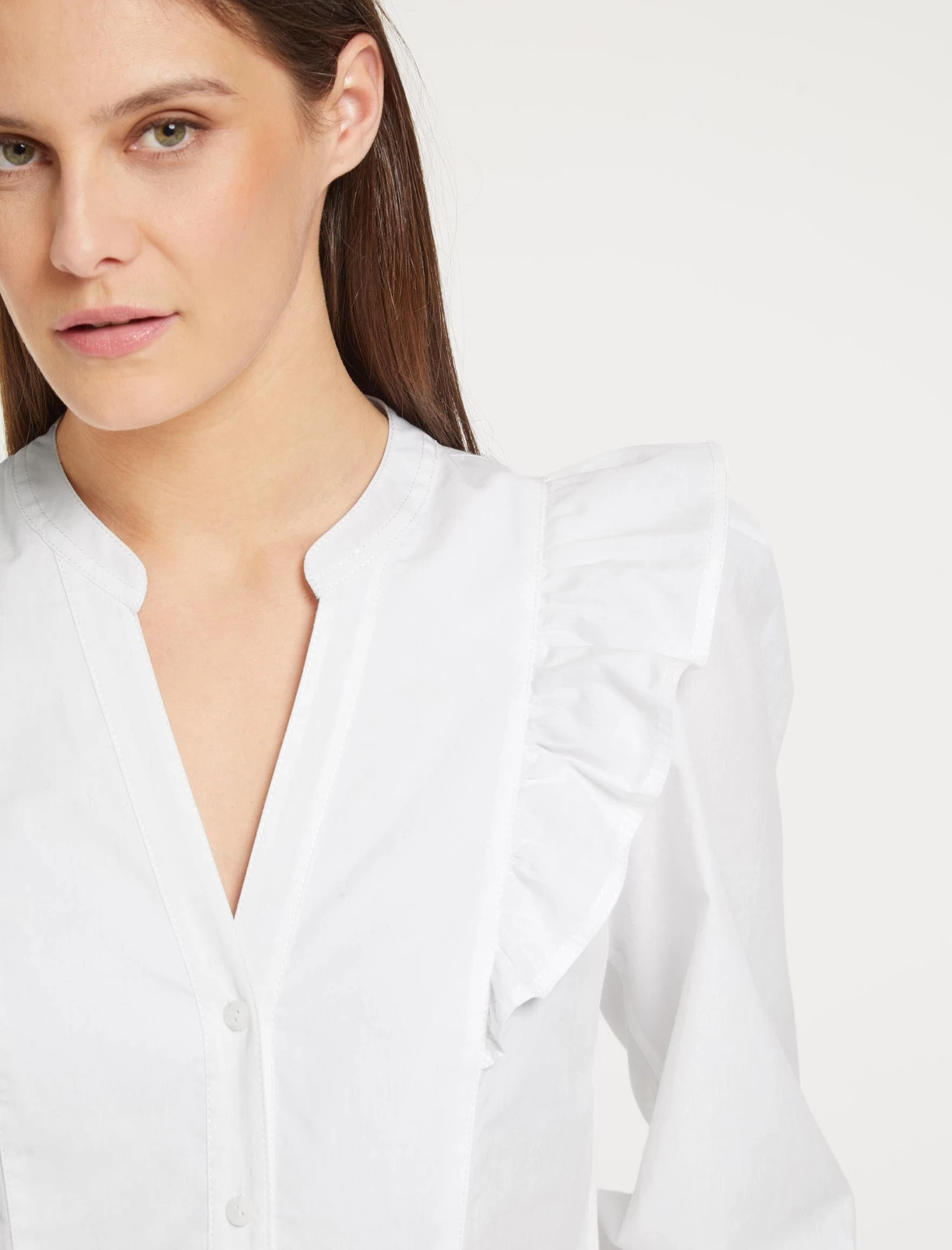 Dixie Organic Cotton V Neck Shirt - White - Image 4